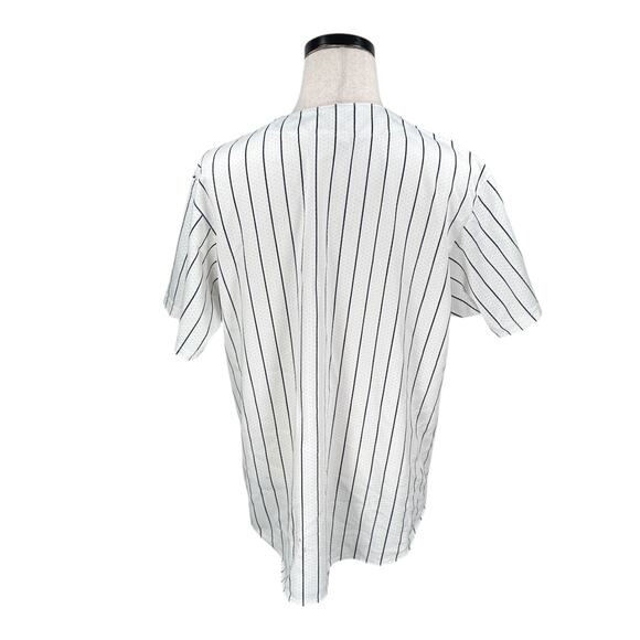 Vintage Majestic Cleveland Indians Baseball Jersey Men XL White Pinstriped READ - Picture 2 of 11